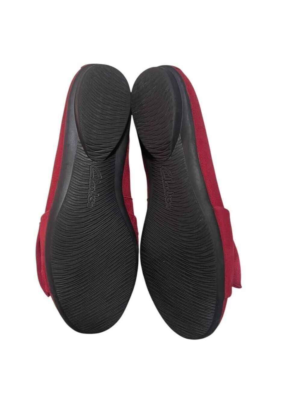 Clarks Red Bow Suede Flats Women's Slip-On Loafers Size 9 Gracelin Jonas - Picture 9 of 9